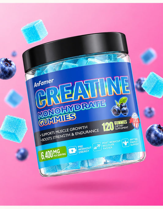 Creatine Monohydrate Gummies 6400mg, Blueberry, 120 Count | AnFamer