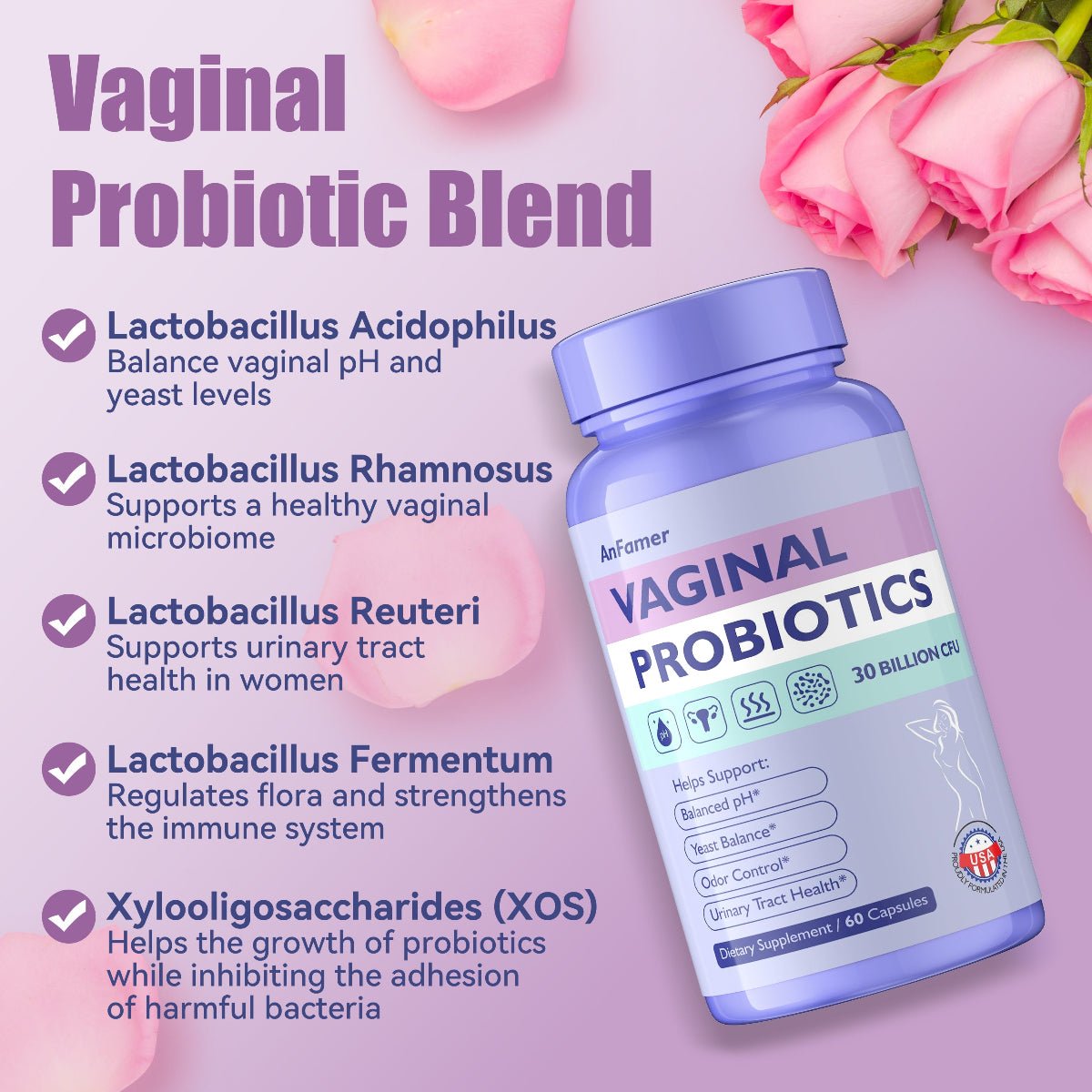 Probiotics for Women pH Balance - Vaginal Health & Digestive Support | AnFamer - Anfamer