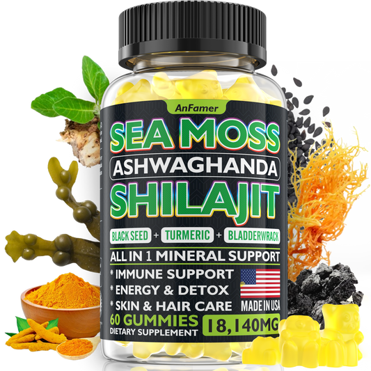 Sea Moss, Black Seed, Ashwagandha,Shilajit All in 1  Gummies